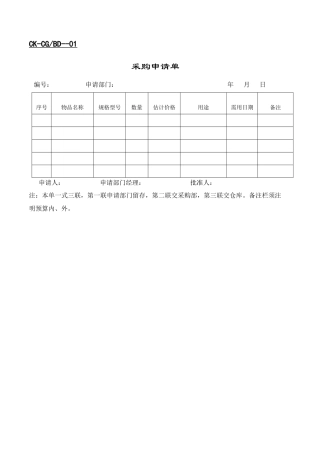 采购申请单与采购台帐