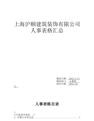 某建筑装饰有限公司人事表格汇总