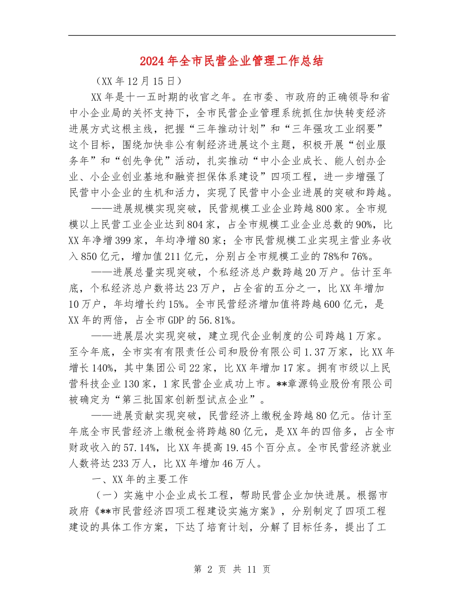 2024年全市民营企业管理工作总结_第2页