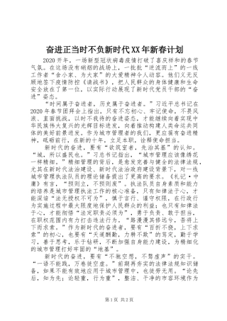 奋进正当时不负新时代XX年新春计划