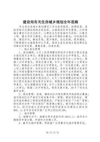 建设局有关住房城乡规划全年思路