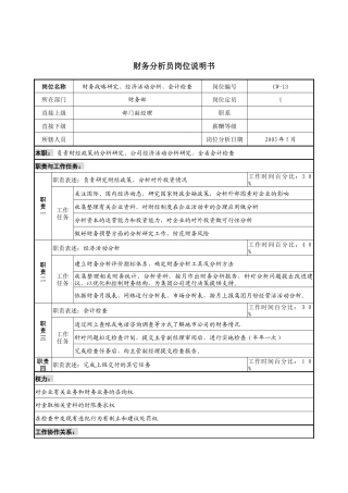 通信行业-财务部-分析员岗位说明书