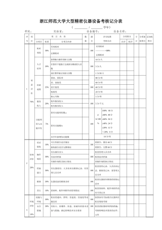浙江师范大学大型精密仪器设备考核记分表
