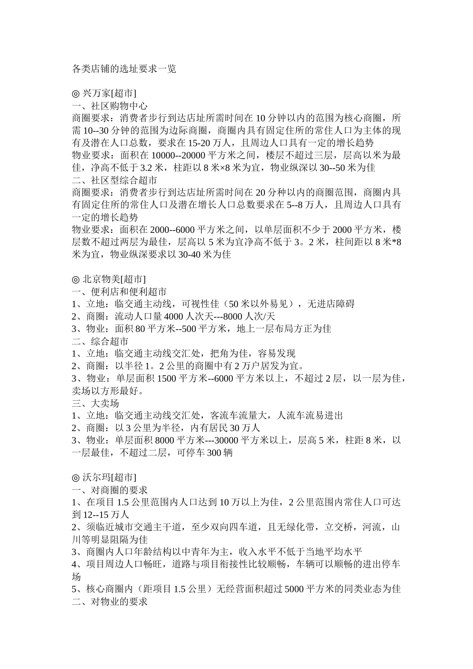 各类店铺的选址要求一览_第1页
