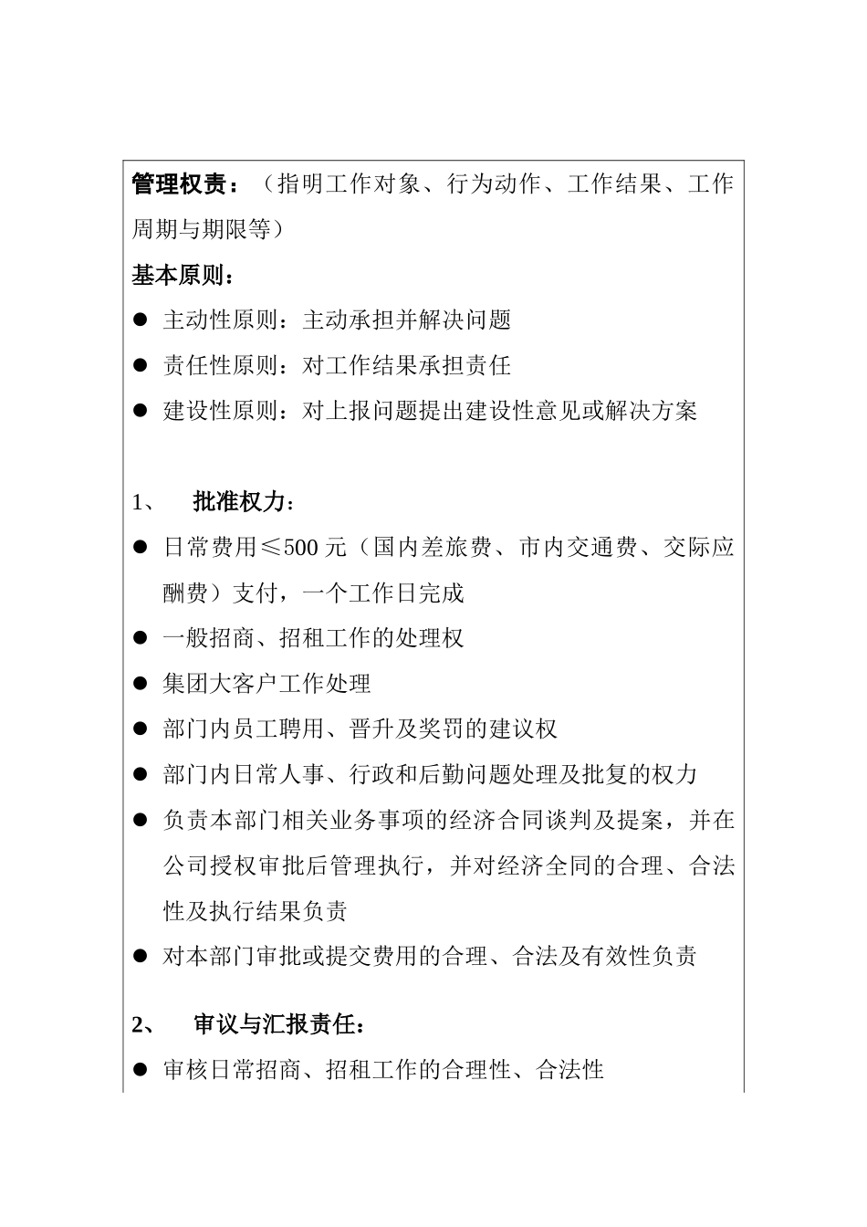 某某地产公司商业部经理职位说明书_第3页