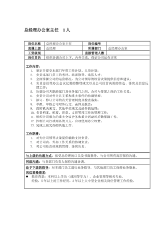 总经办岗位职责