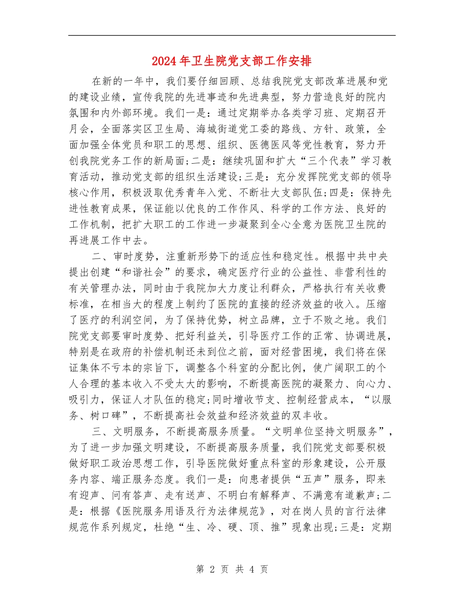 2024年卫生院党支部工作安排_第2页