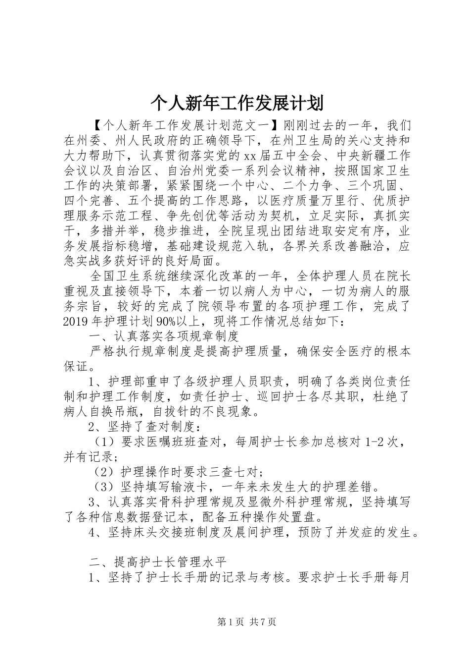 个人新年工作发展计划_第1页