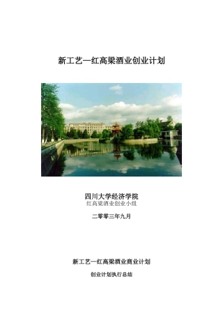 新工艺—红高梁酒业创业设计