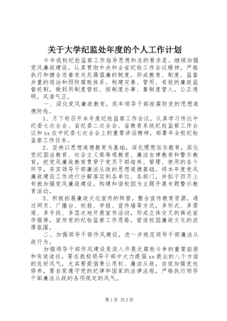 关于大学纪监处年度的个人工作计划