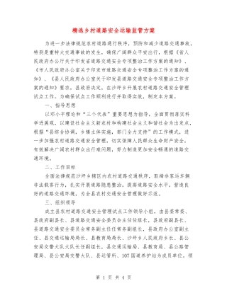 乡村道路安全运输监管方案