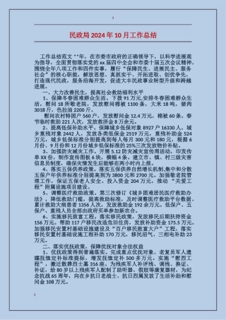 民政局2017年10月工作总结