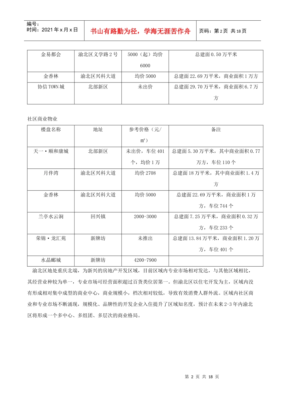 重庆市渝北区复地上城商业策划方案_第2页