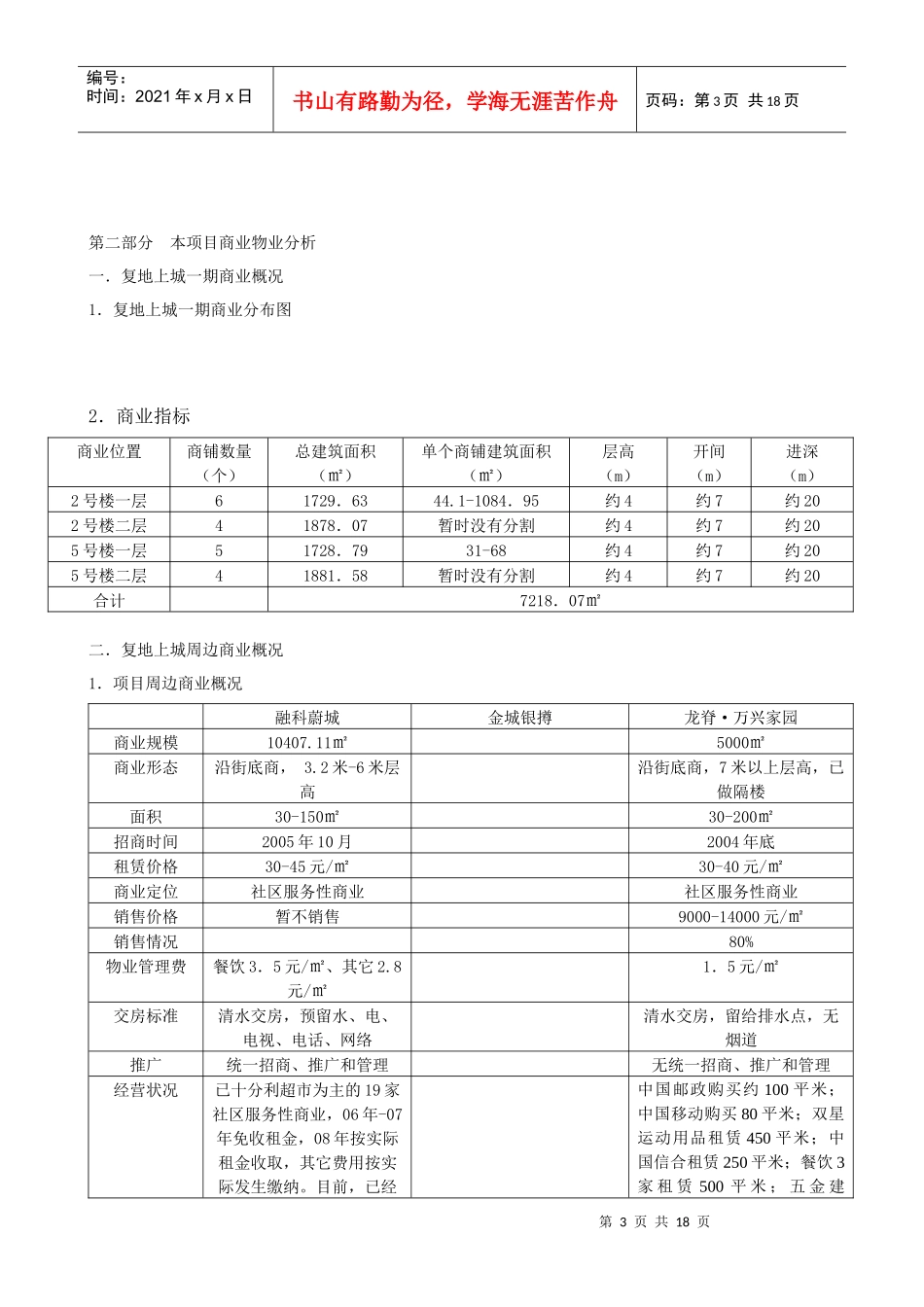 重庆市渝北区复地上城商业策划方案_第3页