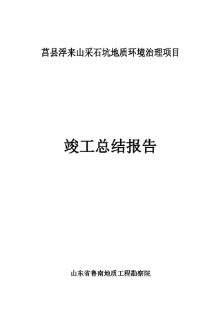 采石坑地质环境治理项目竣工总结报告