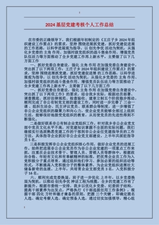 2017基层党建考核个人工作总结