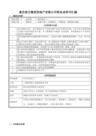 重庆南方集团房地产有限公司岗位说明书汇编091022