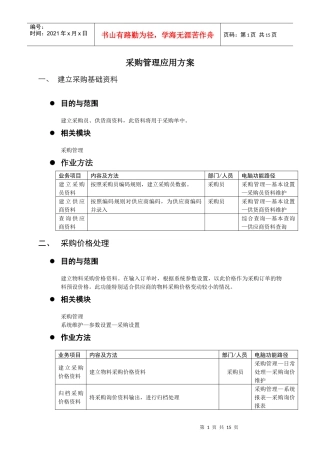 采购管理应用方案