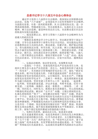 县委书记学习十八届五中全会心得体会