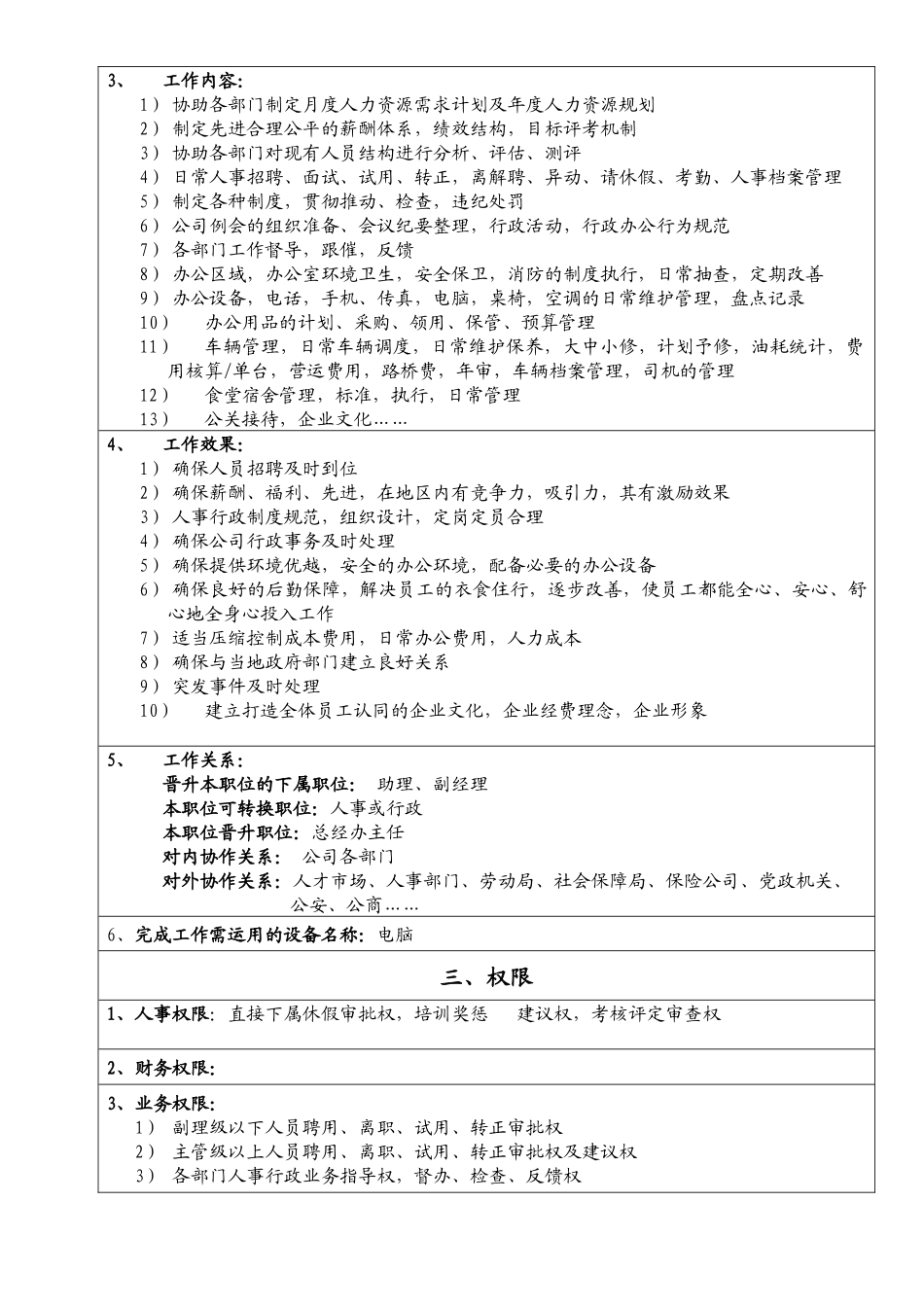 职位说明书（人事行政经理）_第2页