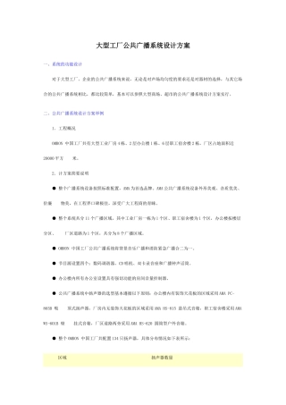 大型工厂公共广播系统设计方案