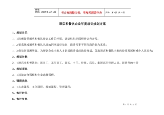 酒店和餐饮企业年度培训规划方1