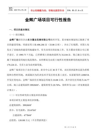 金辉广场项目可行性报告分析