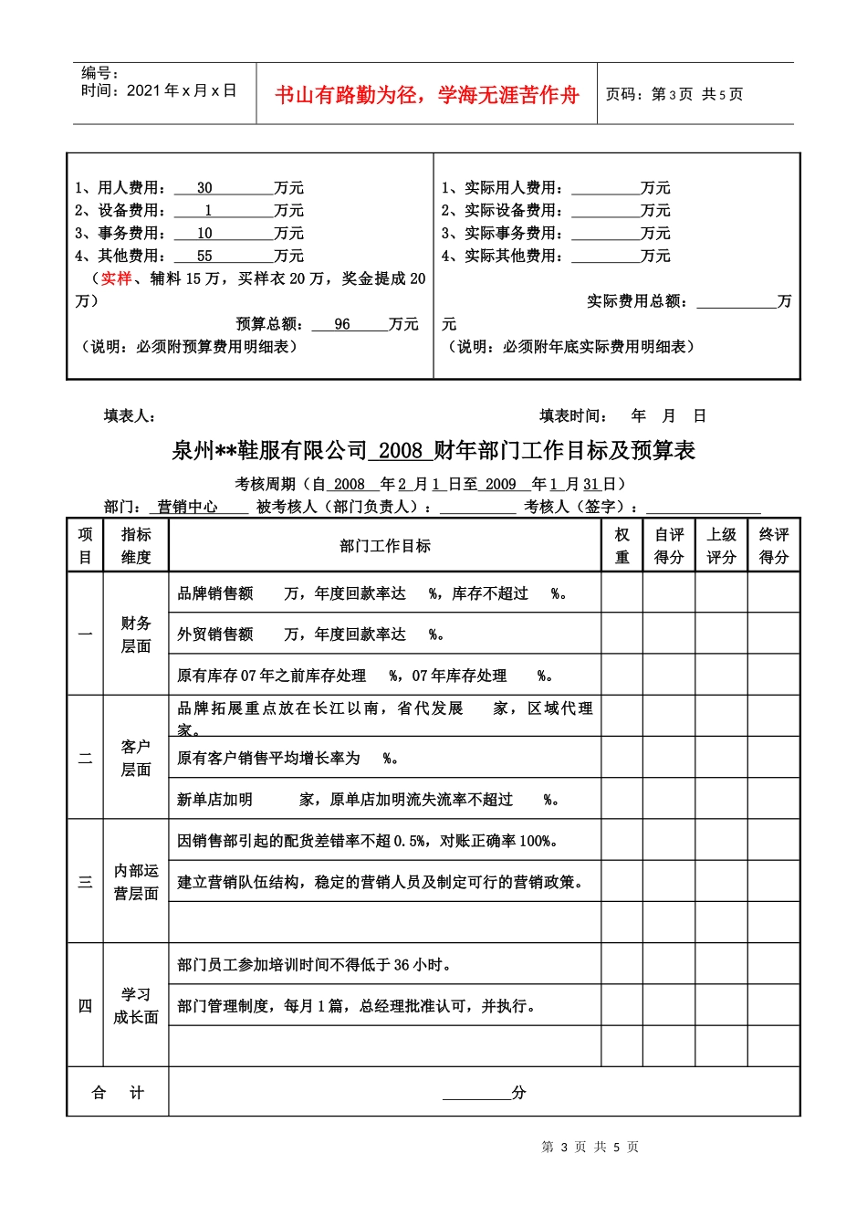 部门年度目标考核及预算_第3页