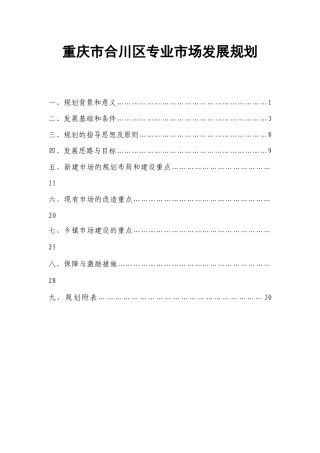 重庆市合川区专业市场发展规划