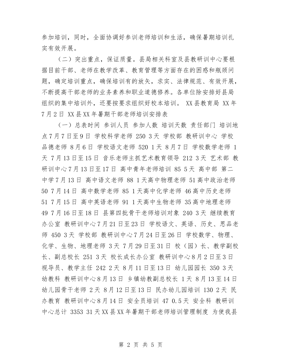 2024暑期中小学及幼儿园干部教师培训方案与2024暑期幼儿园实习报告范文汇编_第2页