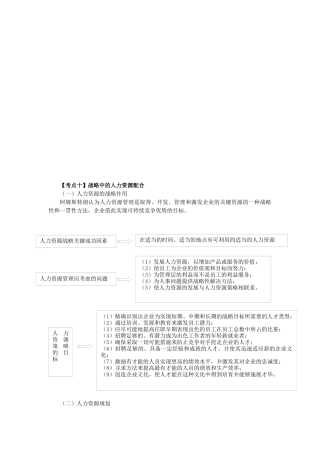 战略中的人力资源配合考点