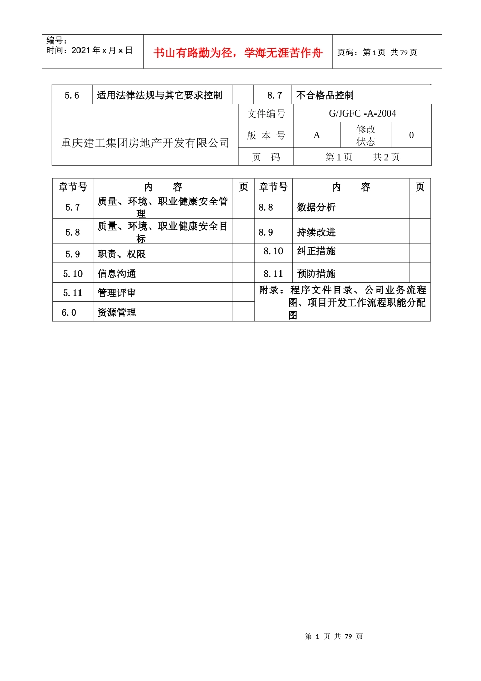 重庆建工集团房地产开发有限公司质量管理手册--wong_y_第2页