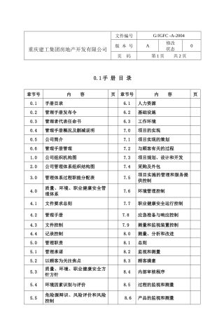 重庆建工集团房地产开发有限公司质量管理手册--wong_y