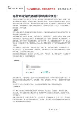 那些大神竟然是这样做店铺诊断的(DOC6页)
