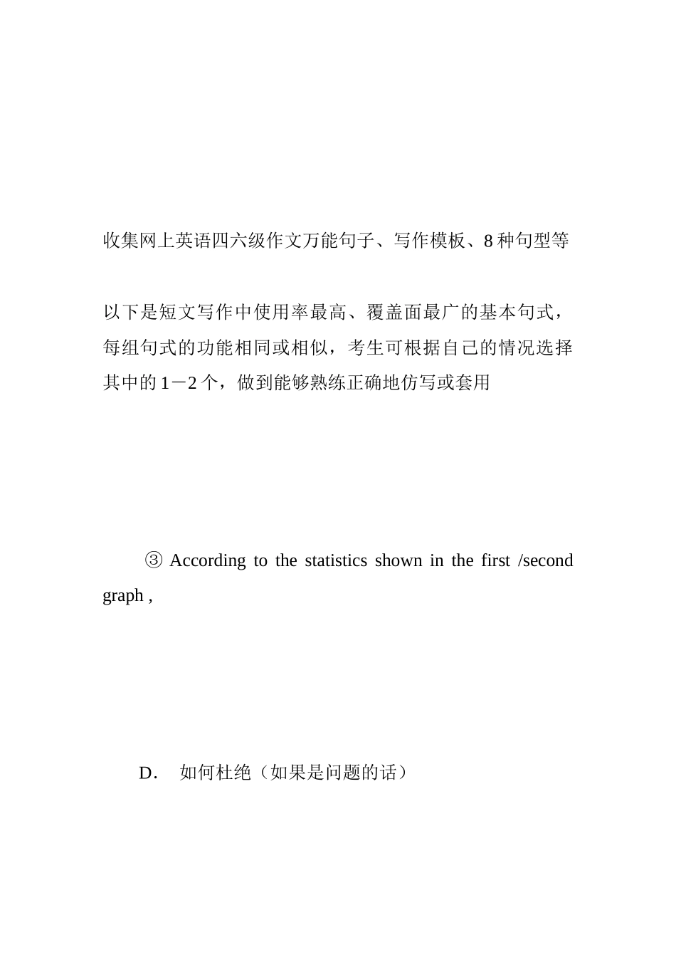 英语四六级写作句子、写作模板与写作句型_第1页