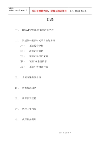 重庆时光项目企划方案