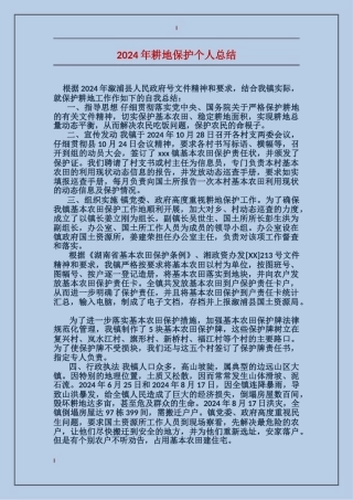 2024年耕地保护个人总结