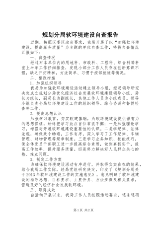 规划分局软环境建设自查报告