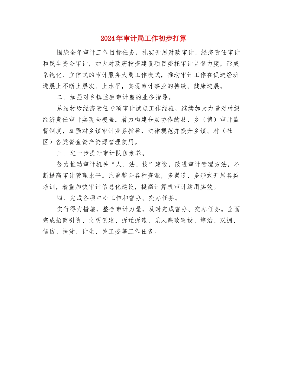 2024年审计局党支部工作计划与2024年审计局工作初步打算汇编_第3页