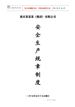 重庆某某某公司安全生产规章制度