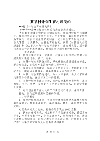 某某村计划生育村规民约