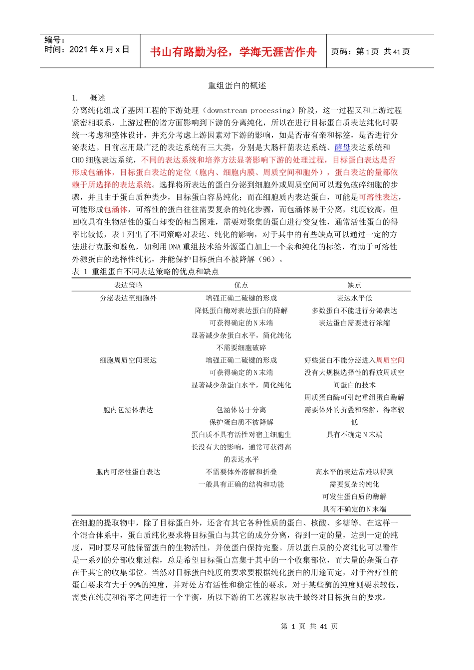 重组蛋白的表达_第1页