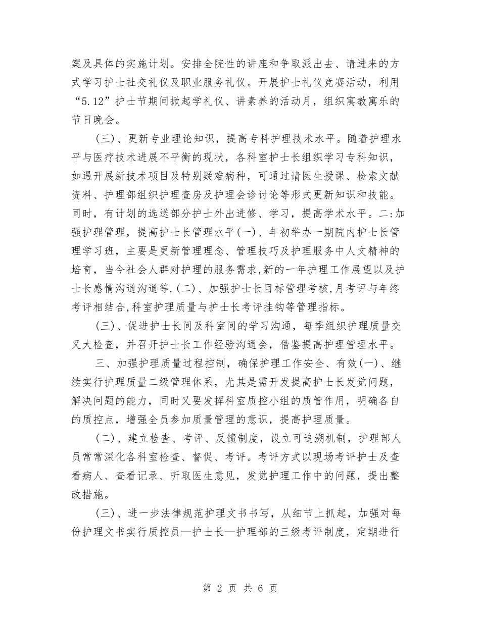 2024年11月护士工作计划1与2024年11月护师工作计划范文汇编_第2页