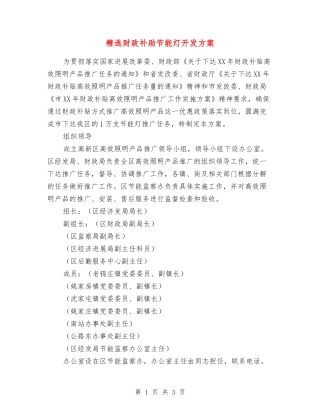 财政补助节能灯开发方案