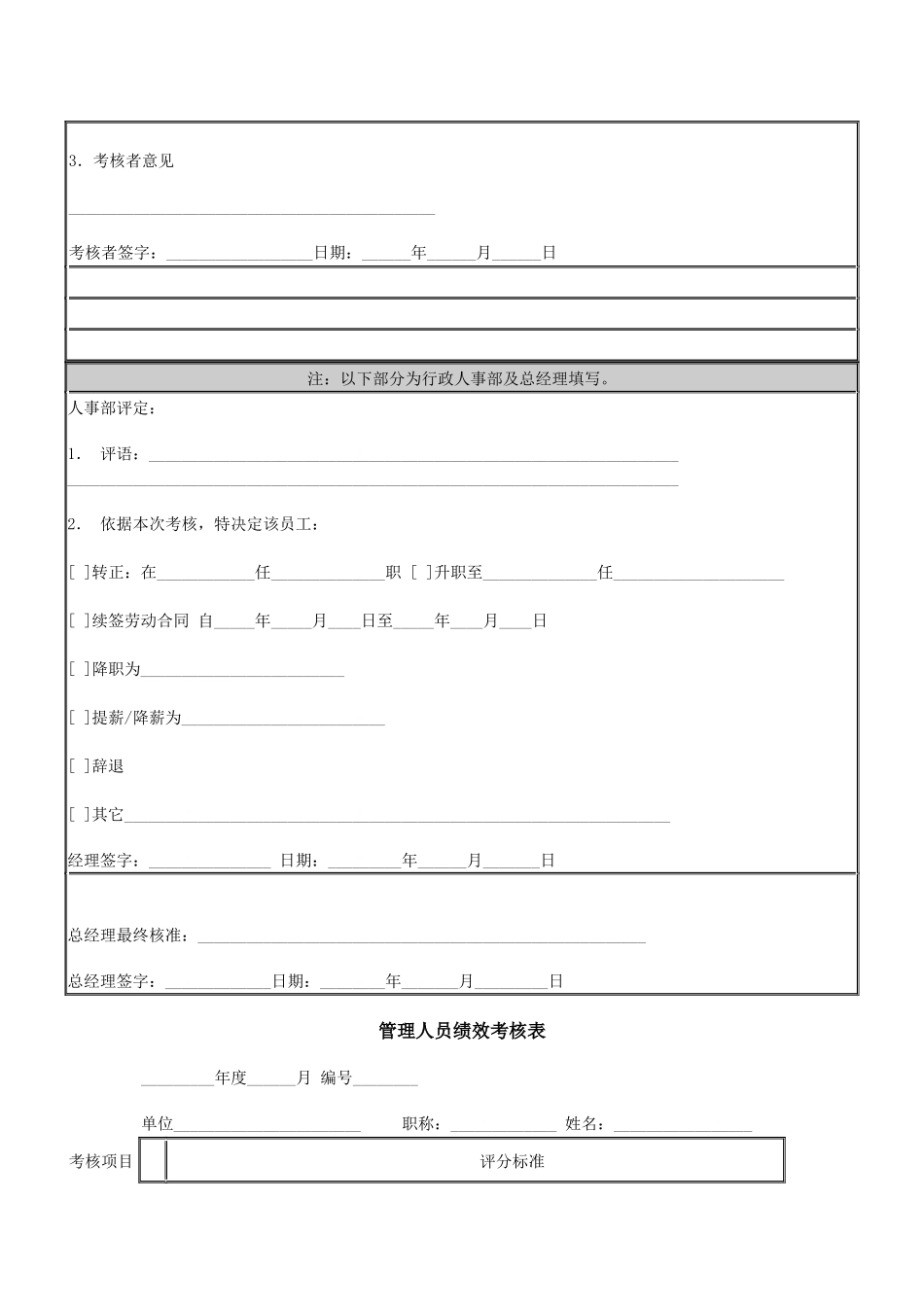 日本兴业公司管理人员绩效考核表_第2页