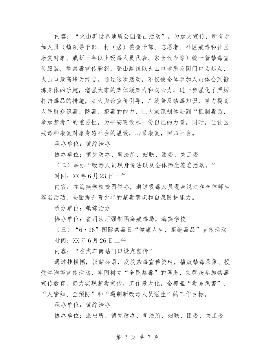 2024年全民禁毒宣传月工作方案与2024年全镇地质灾害应急预案汇编_第2页