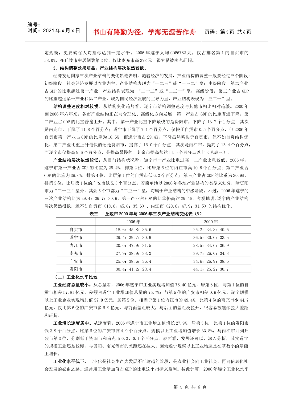 遂宁与丘陵市经济发展比较研究_第3页