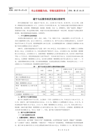 遂宁与丘陵市经济发展比较研究