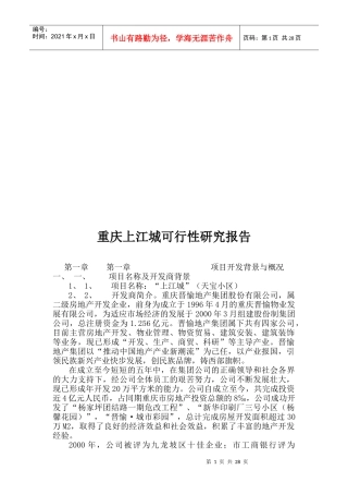 重庆上江城可行性研究报告