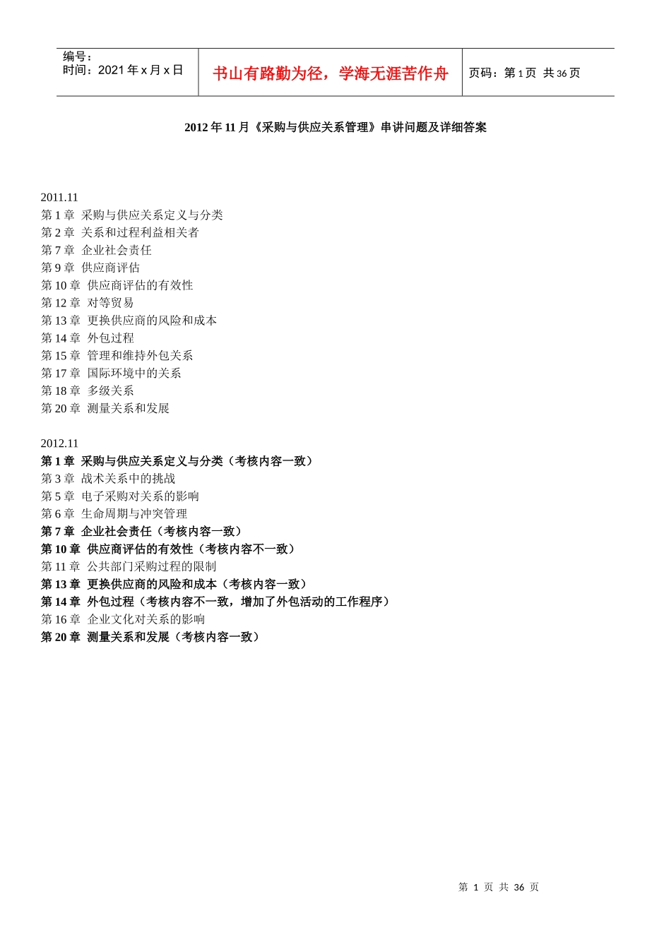 采购与供应关系管理串讲问题及详细答案_第1页